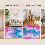 Ultra Soft Area Rug, Non Slip, Stain Resistant, Washable Area Rugs for Living Room, Bedroom, Eclectic Colorful Stripe Aesthetic(Pink)