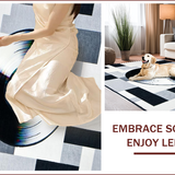 Ultra Soft Area Rug, Non Slip, Stain Resistant, Washable Area Rugs for Living Room, Bedroom, Abstract Multicolor Vinyl Aesthetic(Black)