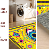 Ultra Soft Area Rug, Non Slip, Stain Resistant, Washable Area Rugs for Living Room, Bedroom, Creative Colorful Talisman Motif(Yellow)