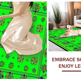 Ultra Soft Area Rug, Non Slip, Stain Resistant, Washable Area Rugs for Living Room, Bedroom, Rustic Multi-Color Clover Motif(Green)