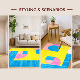 Ultra Soft Area Rug, Non Slip, Stain Resistant, Washable Area Rugs for Living Room, Bedroom, Stylish Artistic Multi-Patterned Visual(Yellow)