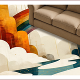 Ultra Soft Area Rug, Non Slip, Stain Resistant, Washable Area Rugs for Living Room, Bedroom, Elegant Contemporary Rainbow Design(Orange)