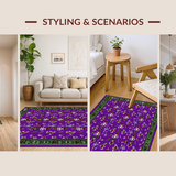 Ultra Soft Area Rug, Non Slip, Stain Resistant, Washable Area Rugs for Living Room, Bedroom, Playful Mardi Gras Color Palette(Purple)