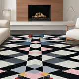 Ultra Soft Area Rug, Non Slip, Stain Resistant, Washable Area Rugs for Living Room, Bedroom, Rustic Tiled Patterned Decor Accent(Black)