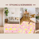 Ultra Soft Area Rug, Non Slip, Stain Resistant, Washable Area Rugs for Living Room, Bedroom, Contemporary Floral Artful Display(Pink)