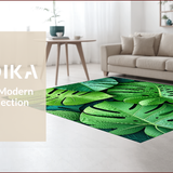 Ultra Soft Area Rug, Non Slip, Stain Resistant, Washable Area Rugs for Living Room, Bedroom, Fun Green Leaf Bathtub Rug for Tropical Decor(Green)