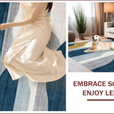 Ultra Soft Area Rug, Non Slip, Stain Resistant, Washable Area Rugs for Living Room, Bedroom, Stylish Minimalist Strokes Design(Blue)