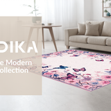 Ultra Soft Area Rug, Non Slip, Stain Resistant, Washable Area Rugs for Living Room, Bedroom, Charming Floral Scalloped Design(Pink)