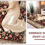 Ultra Soft Area Rug, Non Slip, Stain Resistant, Washable Area Rugs for Living Room, Bedroom, Brown Cream French-Style Bedroom Plush Medallion Carpet(Black)