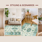 Ultra Soft Area Rug, Non Slip, Stain Resistant, Washable Area Rugs for Living Room, Bedroom, Chic Pastel Floral Medley(Ivory)