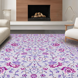 Ultra Soft Area Rug, Non Slip, Stain Resistant, Washable Area Rugs for Living Room, Bedroom, Lush Retro Flower Aesthetic(Purple)