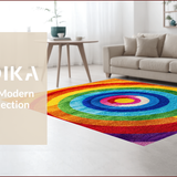 Ultra Soft Area Rug, Non Slip, Stain Resistant, Washable Area Rugs for Living Room, Bedroom, Vivid Circular Pattern Cloakroom Floor Mat(Red)