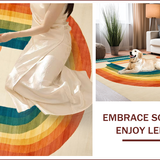 Ultra Soft Area Rug, Non Slip, Stain Resistant, Washable Area Rugs for Living Room, Bedroom, Modern Multicolored Graphic Expression(Beige)