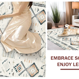 Ultra Soft Area Rug, Non Slip, Stain Resistant, Washable Area Rugs for Living Room, Bedroom, Cozy Earth Tone Patterned Piece(Beige)