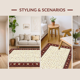 Ultra Soft Area Rug, Non Slip, Stain Resistant, Washable Area Rugs for Living Room, Bedroom, Sleek Transitional Diamond Patterned Piece(Red)