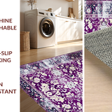 Ultra Soft Area Rug, Non Slip, Stain Resistant, Washable Area Rugs for Living Room, Bedroom, Rustic Trellis Design with Detail(Purple)