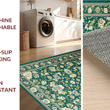 Ultra Soft Area Rug, Non Slip, Stain Resistant, Washable Area Rugs for Living Room, Bedroom, Stunning Rich Botanical Accents(Green)