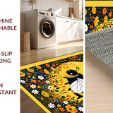Ultra Soft Area Rug, Non Slip, Stain Resistant, Washable Area Rugs for Living Room, Bedroom, Bright Cheerful Pollinator Theme(Yellow)
