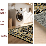 Ultra Soft Area Rug, Non Slip, Stain Resistant, Washable Area Rugs for Living Room, Bedroom, Chic Black and Gold Motif(Black)