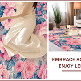 Ultra Soft Area Rug, Non Slip, Stain Resistant, Washable Area Rugs for Living Room, Bedroom, Retro Floral Bedroom Foldable Washable Carpet(Pink)