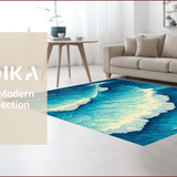 Ultra Soft Area Rug, Non Slip, Stain Resistant, Washable Area Rugs for Living Room, Bedroom, Coastal Blue Ocean Wave Living Room Rug(Blue)