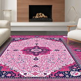 Ultra Soft Area Rug, Non Slip, Stain Resistant, Washable Area Rugs for Living Room, Bedroom, Vibrant Geometric Decorative Statement(Pink)