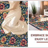 Ultra Soft Area Rug, Non Slip, Stain Resistant, Washable Area Rugs for Living Room, Bedroom, Paisley Floral Printed(Blue)