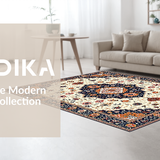 Ultra Soft Area Rug, Non Slip, Stain Resistant, Washable Area Rugs for Living Room, Bedroom, Chic Vintage Tiled Design(White)