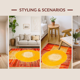 Ultra Soft Area Rug, Non Slip, Stain Resistant, Washable Area Rugs for Living Room, Bedroom, Unique Sunlit Geometric Arrangement(Orange)