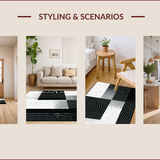 Ultra Soft Area Rug, Non Slip, Stain Resistant, Washable Area Rugs for Living Room, Bedroom, Trendy Abstract Black and Grey Design(Black)