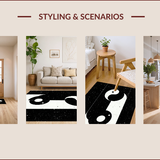 Ultra Soft Area Rug, Non Slip, Stain Resistant, Washable Area Rugs for Living Room, Bedroom, Trendy Modern Yin Yang Motif(Black)