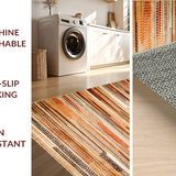Ultra Soft Area Rug, Non Slip, Stain Resistant, Washable Area Rugs for Living Room, Bedroom, Cozy Earthy Geometric Pattern(Orange)