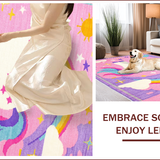 Ultra Soft Area Rug, Non Slip, Stain Resistant, Washable Area Rugs for Living Room, Bedroom, Soft Fuzzy Rainbow Rug for Girls Bedroom(Pink)