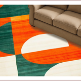 Ultra Soft Area Rug, Non Slip, Stain Resistant, Washable Area Rugs for Living Room, Bedroom, Luxurious Tiled Patterned Aesthetic(Orange)