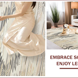 Ultra Soft Area Rug, Non Slip, Stain Resistant, Washable Area Rugs for Living Room, Bedroom, Chic Neutral Toned Geometric Arrangement(Beige)