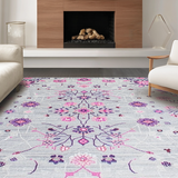 Ultra Soft Area Rug, Non Slip, Stain Resistant, Washable Area Rugs for Living Room, Bedroom, Stylish Modern Floral Fusion(Gray)