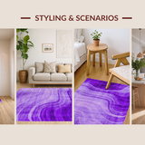 Ultra Soft Area Rug, Non Slip, Stain Resistant, Washable Area Rugs for Living Room, Bedroom, Youthful Bright Splash Motif(Purple)
