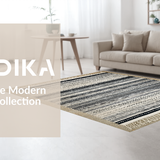 Ultra Soft Area Rug, Non Slip, Stain Resistant, Washable Area Rugs for Living Room, Bedroom, Boho Geometric Outdoor Rug(Black)