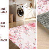 Ultra Soft Area Rug, Non Slip, Stain Resistant, Washable Area Rugs for Living Room, Bedroom, Bright Cheerful Floral Expression(Pink)