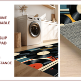 Ultra Soft Area Rug, Non Slip, Stain Resistant, Washable Area Rugs for Living Room, Bedroom, Elegant Abstract Record Design(Black)