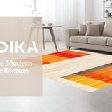 Ultra Soft Area Rug, Non Slip, Stain Resistant, Washable Area Rugs for Living Room, Bedroom, Playful Geometric Color Burst Design(Orange)