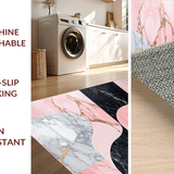 Ultra Soft Area Rug, Non Slip, Stain Resistant, Washable Area Rugs for Living Room, Bedroom, Contemporary Black and Gray Abstract Design(Pink)