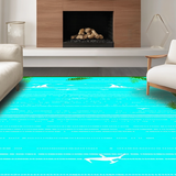 Ultra Soft Area Rug, Non Slip, Stain Resistant, Washable Area Rugs for Living Room, Bedroom, Coastal Turquoise Surfboard Aesthetic(Blue)