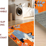 Ultra Soft Area Rug, Non Slip, Stain Resistant, Washable Area Rugs for Living Room, Bedroom, Expressive Youth Themed Illustrative Art(Orange)