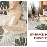 Ultra Soft Area Rug, Non Slip, Stain Resistant, Washable Area Rugs for Living Room, Bedroom, Tropical Inspired Leaf Aesthetic(Beige)