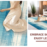 Ultra Soft Area Rug, Non Slip, Stain Resistant, Washable Area Rugs for Living Room, Bedroom, Azure Dream Carpet, Teal Tide, Contemporary Streak Design(Blue)