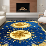 Ultra Soft Area Rug, Non Slip, Stain Resistant, Washable Area Rugs for Living Room, Bedroom, Whimsical Gold and White Tiled Pattern(Blue)