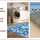 Ultra Soft Area Rug, Non Slip, Stain Resistant, Washable Area Rugs for Living Room, Bedroom, Floral Farmhouse Non-Shedding(Blue)