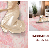 Ultra Soft Area Rug, Non Slip, Stain Resistant, Washable Area Rugs for Living Room, Bedroom, Sweet Whimsical Heart Pattern(Pink)