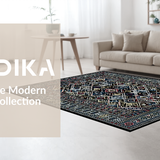 Ultra Soft Area Rug, Non Slip, Stain Resistant, Washable Area Rugs for Living Room, Bedroom, Artful Linear Ethnic Aesthetic(Black)